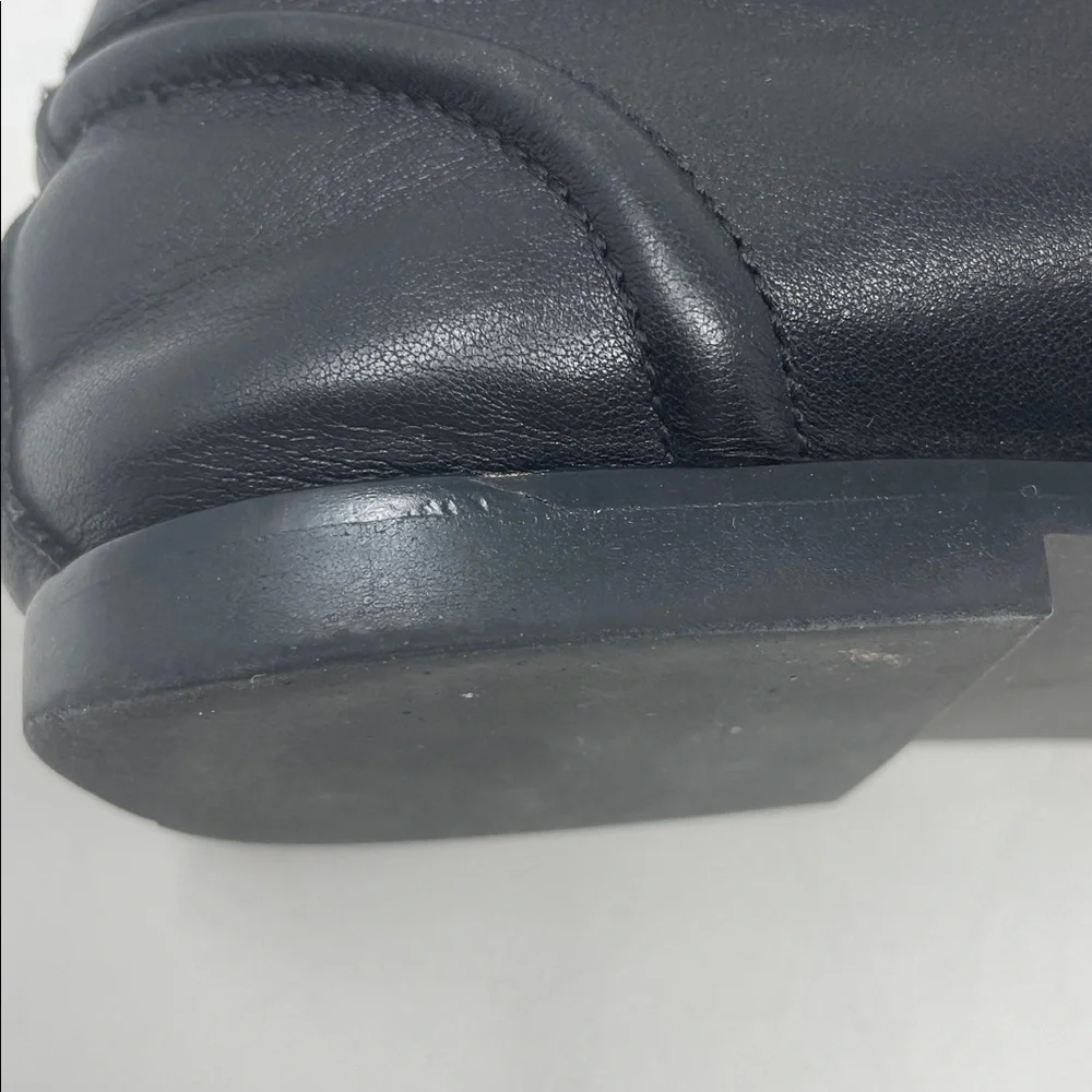 Jeffrey Campbell Black Leather Gold Accent Horsebit Slip On Loafers Size 8.5